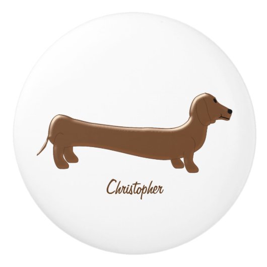 Dachshund ontwerp gepersonaliseerd keramische knop (Voorkant)
