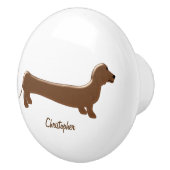 Dachshund ontwerp gepersonaliseerd keramische knop (Rechts)