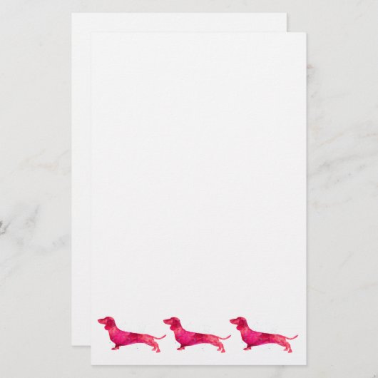 Dachshund - Ontwerp van Waterverf Briefpapier (Voorkant / Achterkant)