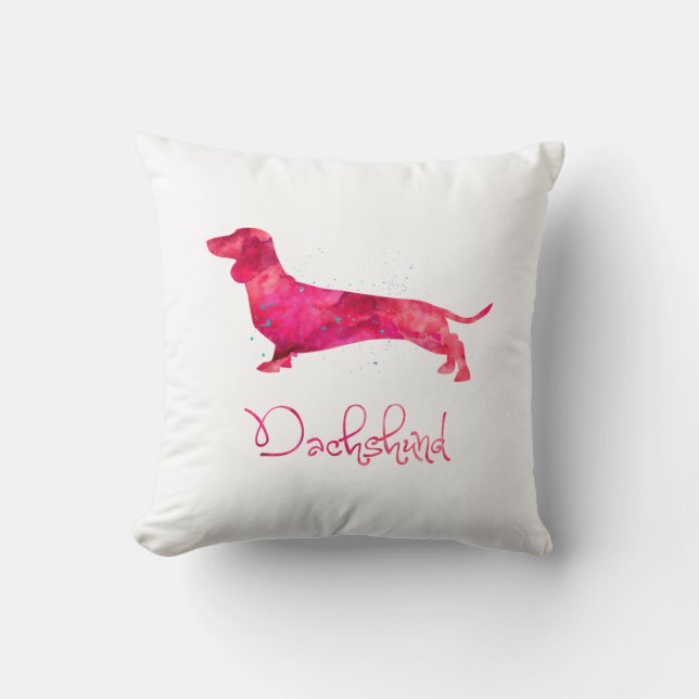 Dachshund - Ontwerp van Waterverf Kussen (Voorkant)