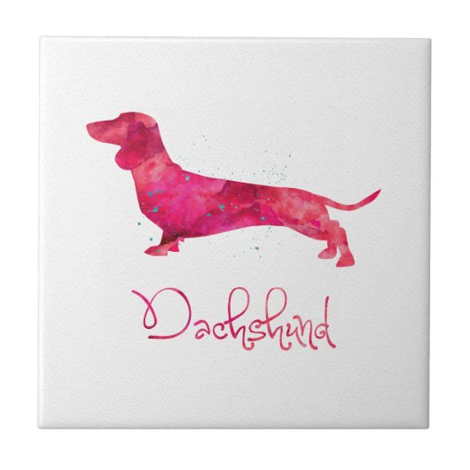 Dachshund - Ontwerp van Waterverf Tegeltje (Voorkant)