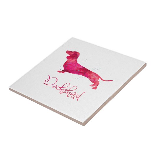 Dachshund - Ontwerp van Waterverf Tegeltje (Zijkant)