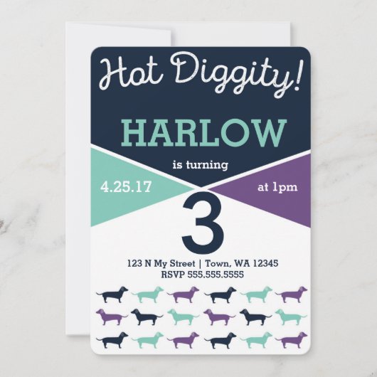 Dachshund ook bekend als Wiener Dog Birthday Invit Kaart (Voorkant)