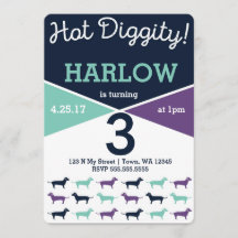 Dachshund ook bekend als Wiener Dog Birthday Invit