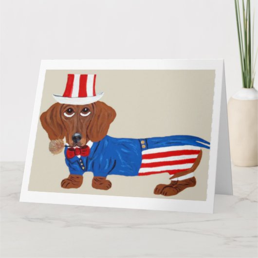 Dachshund Oom Sam Uitnodiging (Voorkant)