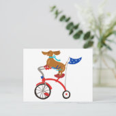 Dachshund op Bike Briefkaart (Staand voorkant)