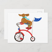 Dachshund op Bike Briefkaart (Voorkant / Achterkant)