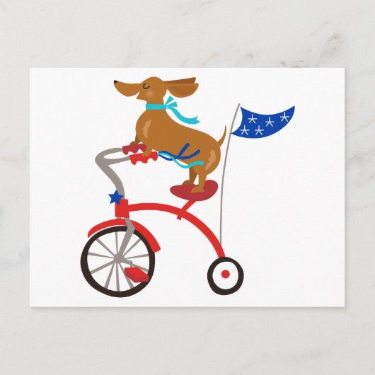 Dachshund op Bike Briefkaart (Voorkant)