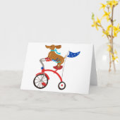 Dachshund op Bike Kaart (Gele Bloem)