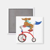 Dachshund op Bike Magneet (Voorkant / Achterkant)
