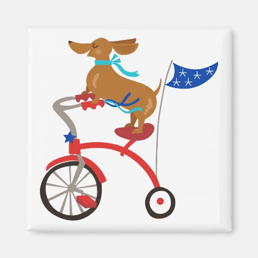 Dachshund op Bike Magneet (Voorkant)