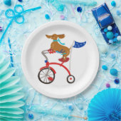 Dachshund op Bike Papieren Bordje (Feest)