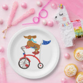 Dachshund op Bike Papieren Bordje (Feest)