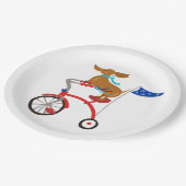 Dachshund op Bike Papieren Bordje (Gekanteld)