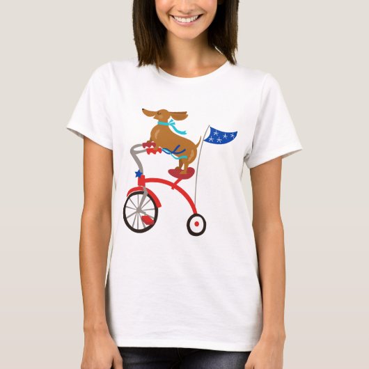 Dachshund op Bike T-shirt (Voorkant)