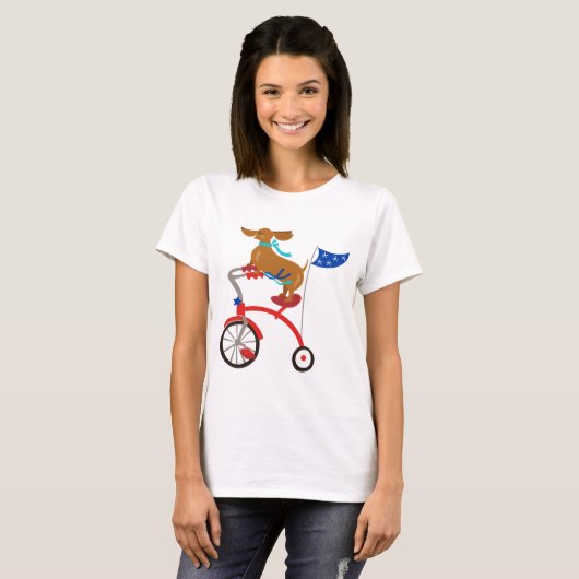 Dachshund op Bike T-shirt (Voorkant volledig)