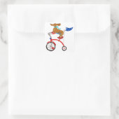 Dachshund op Bike Vierkante Sticker (Tas)