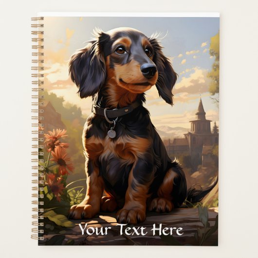 Dachshund op een log gepersonaliseerd planner (Voorkant)