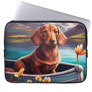 Dachshund op een peddel: een landschappelijk avont laptop sleeve