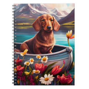 Dachshund op een peddel: een landschappelijk avont notitieboek
