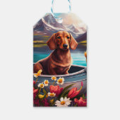 Dachshund op een peddel: Een Schilderachtig avontu Cadeaulabel (Voorkant)