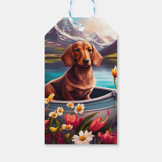 Dachshund op een peddel: Een Schilderachtig avontu Cadeaulabel (Achterkant)