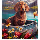 Dachshund op een peddel: Een Schilderachtig avontu Douchegordijn (Voorkant)