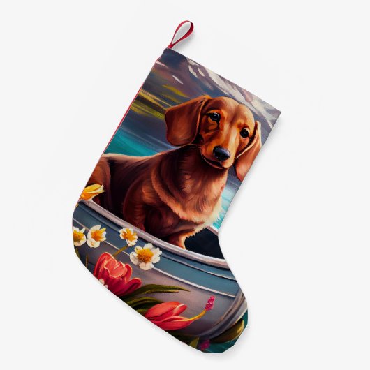 Dachshund op een peddel: Een Schilderachtig avontu Kleine Kerstsok (Voorkant (Hangend))