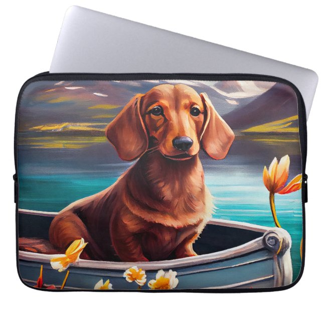 Dachshund op een peddel: Een Schilderachtig avontu Laptop Sleeve (Voorkant)
