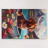 Dachshund op een peddel: Een Schilderachtig avontu Legpuzzel (Horizontaal)