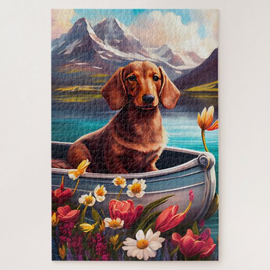 Dachshund op een peddel: Een Schilderachtig avontu Legpuzzel (Verticaal)