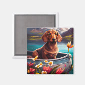 Dachshund op een peddel: Een Schilderachtig avontu Magneet (Voorkant / Achterkant)