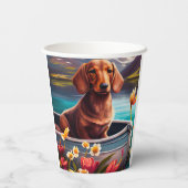Dachshund op een peddel: Een Schilderachtig avontu Papieren Bekers (Achterkant)