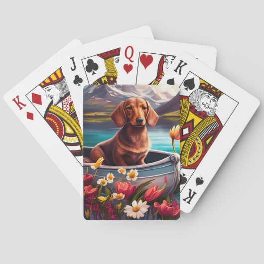 Dachshund op een peddel: Een Schilderachtig avontu Pokerkaarten (Achterkant)