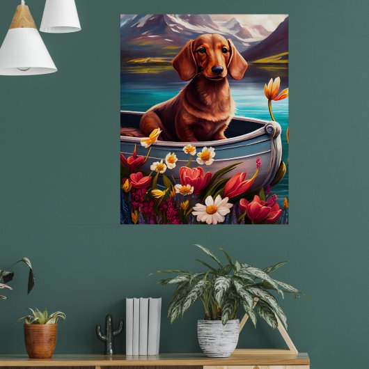Dachshund op een peddel: Een Schilderachtig avontu Poster (Woonkamer 1)