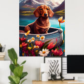 Dachshund op een peddel: Een Schilderachtig avontu Poster (Thuiskantoor)