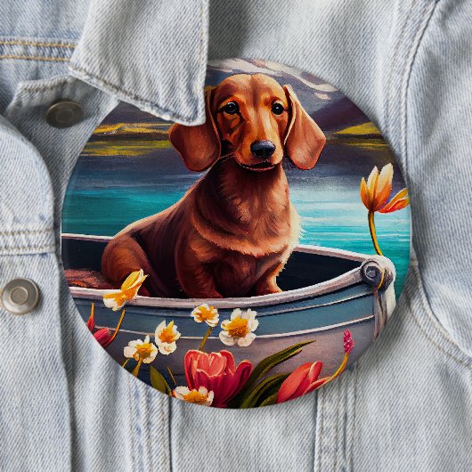 Dachshund op een peddel: Een Schilderachtig avontu Ronde Button 6,0 Cm (In situ)