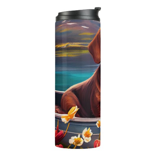 Dachshund op een peddel: Een Schilderachtig avontu Thermosbeker (Gedraaid links)