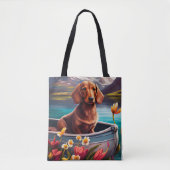 Dachshund op een peddel: Een Schilderachtig avontu Tote Bag (Voorkant)