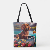 Dachshund op een peddel: Een Schilderachtig avontu Tote Bag (Achterkant)