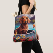 Dachshund op een peddel: Een Schilderachtig avontu Tote Bag (Dichtbij)