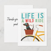 Dachshund op fiets bedankkaart (Voorkant / Achterkant)