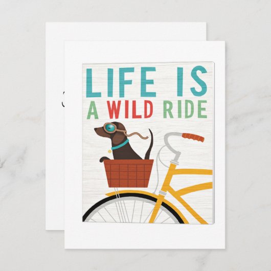 Dachshund op fiets bedankkaart (Voorkant / Achterkant)