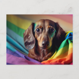 Dachshund op het Briefkaart van de regenboogvlag