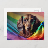 Dachshund op het Briefkaart van de regenboogvlag (Voorkant / Achterkant)