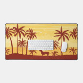 Dachshund op het strand bij zonsondergang | Wiener Bureaumat (Keyboard & Muis)