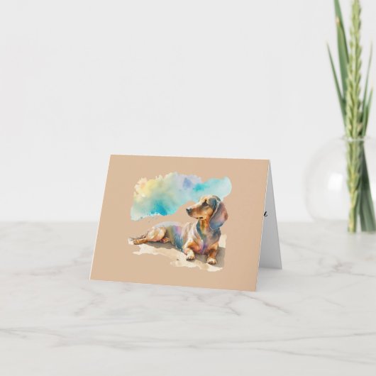 Dachshund op het strand Blank Wenskaart Kaart (Voorkant)