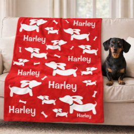 Dachshund op maat rode deken voor wienerhonden