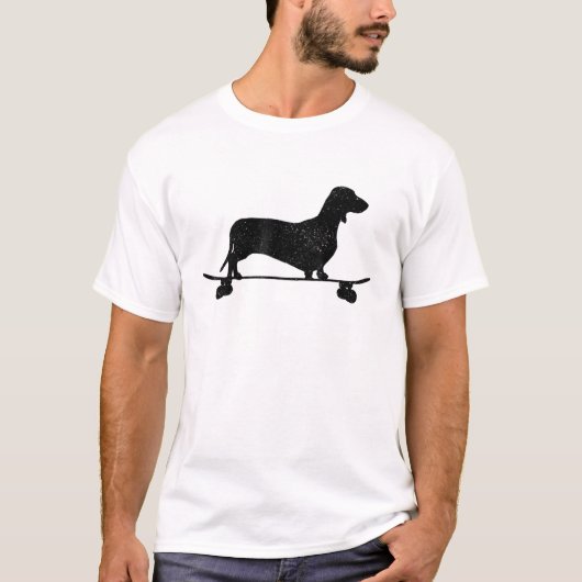 Dachshund op skateboard Funny Wiener Dog Ska T-shirt (Voorkant)