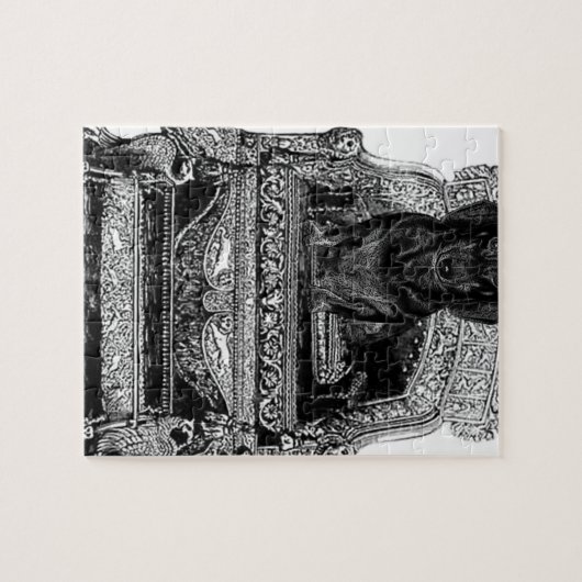 Dachshund op troon Crown Dog Legpuzzel (Horizontaal)